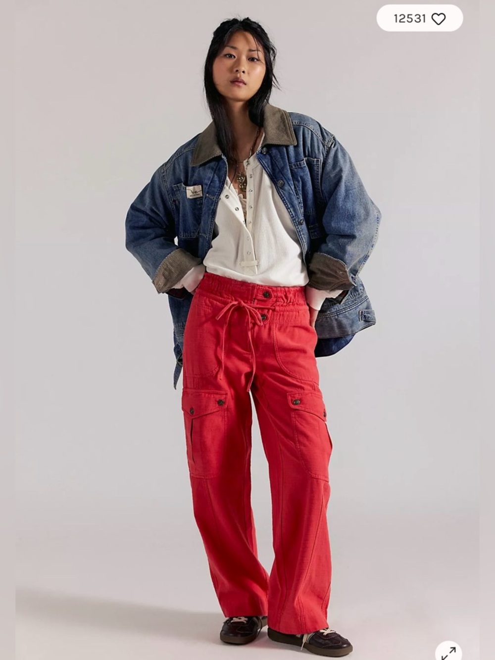 Free People Park Ave Pull on Cargo Pants in Red Clay